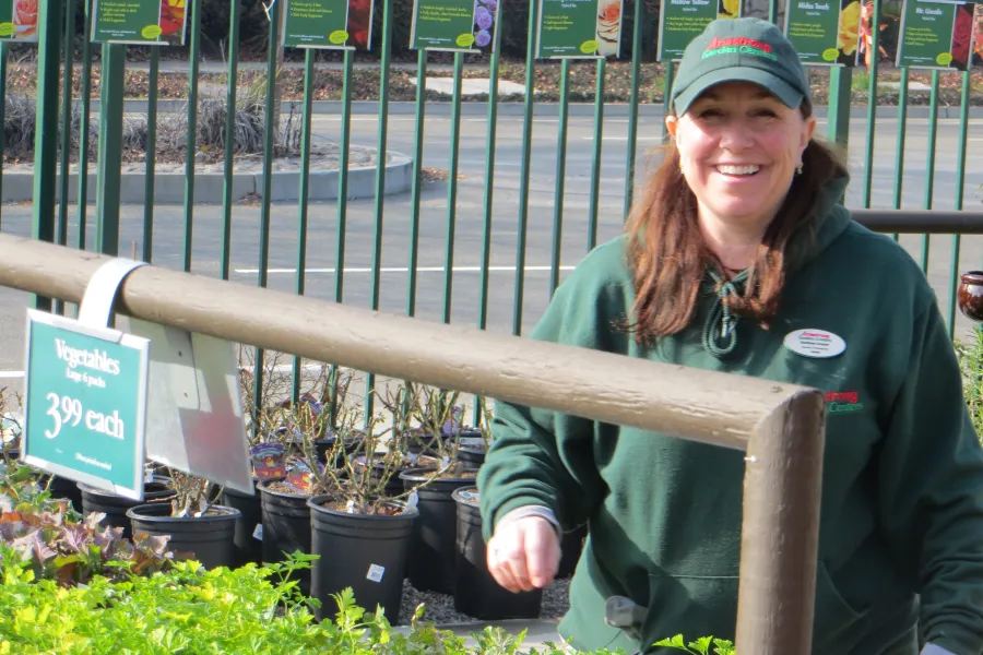 a person sitting in a garden
