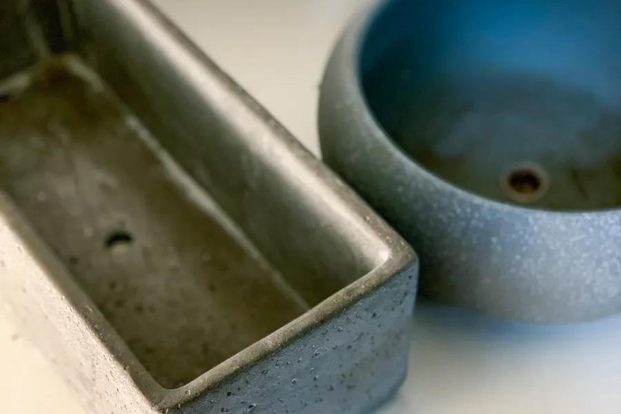 a close up of a flower pots