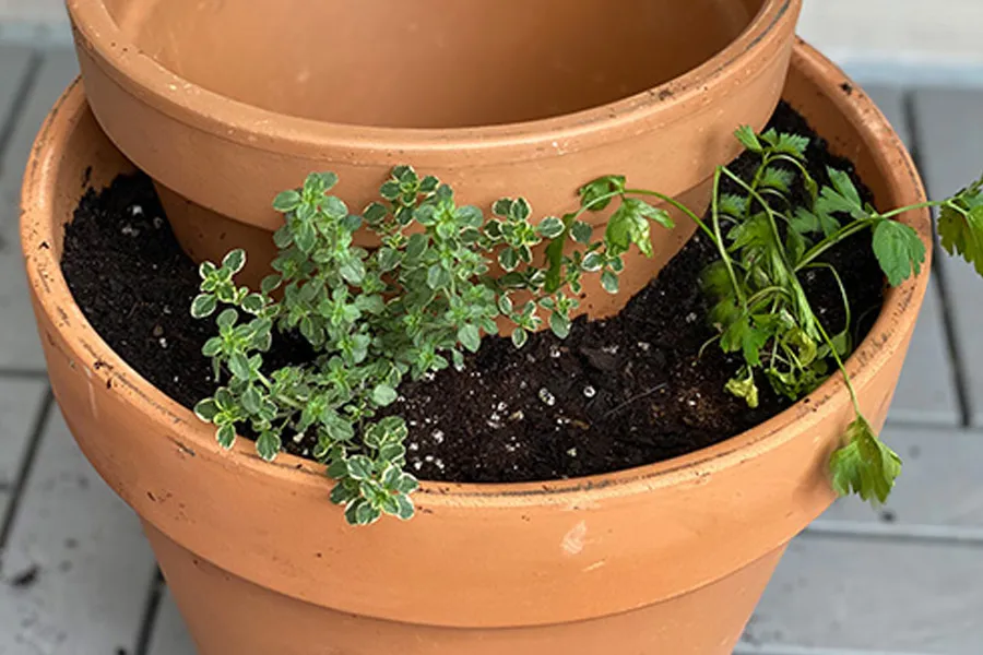 terra cotta pot stacked