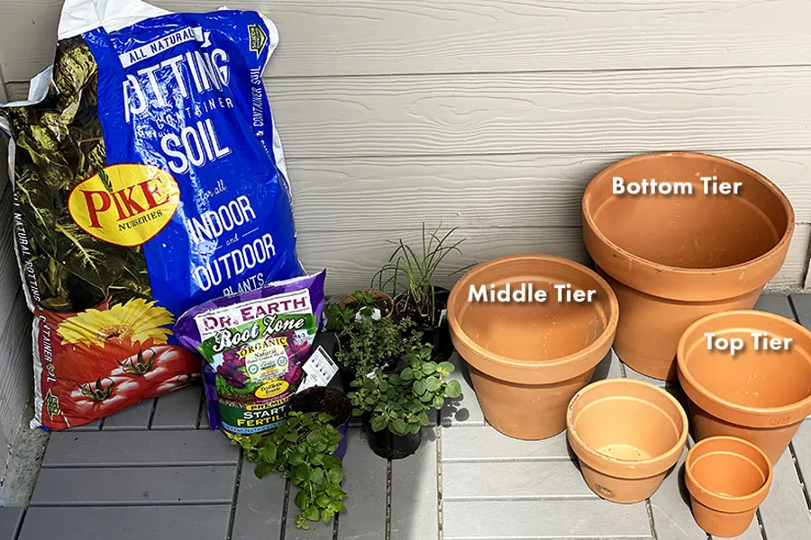 soil and terra cotta pots
