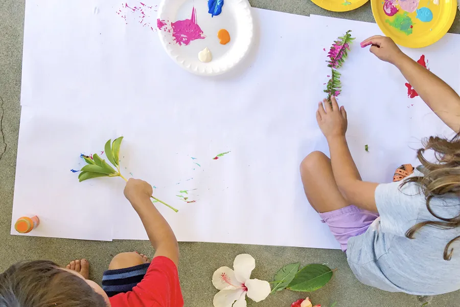 Painting with foliage and flowers
