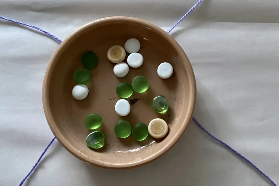 suaver with rocks to make a butterfly feeder