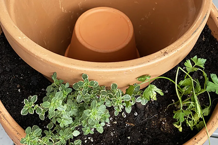 terra cotta pot stacked