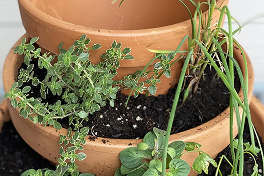 terra cotta pot stacked