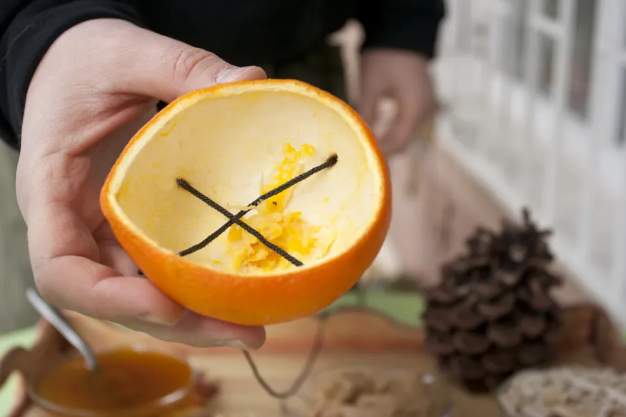 orange with twine through it