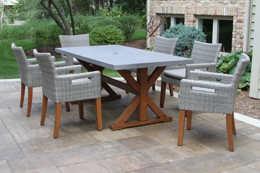 outdoor dining set on a patio