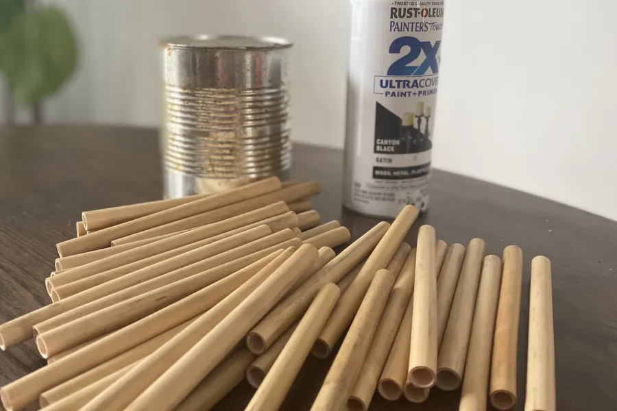 paint bamboo dowels tin can bug hotel