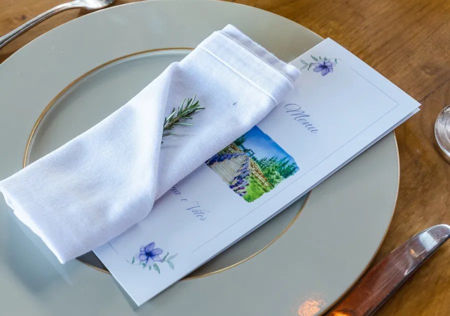 Folded Synthetic Restaurant Menu on Dinner Plate