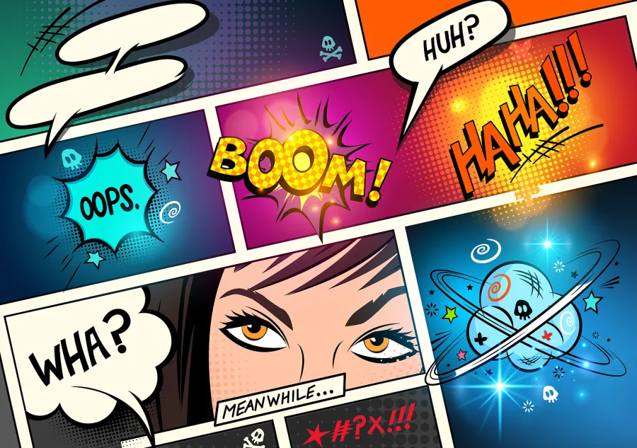 Examples of colorful artwork panels from a Comic Book