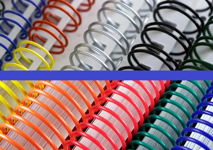 Colorful Wire-O binding spines and Colorful Spiral binding spines