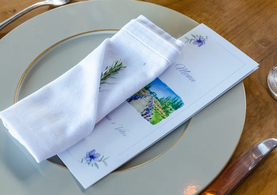 Folded Synthetic Restaurant Menu on Dinner Plate