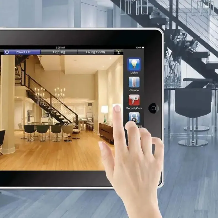 Hand controlling smart business lighting via tablet