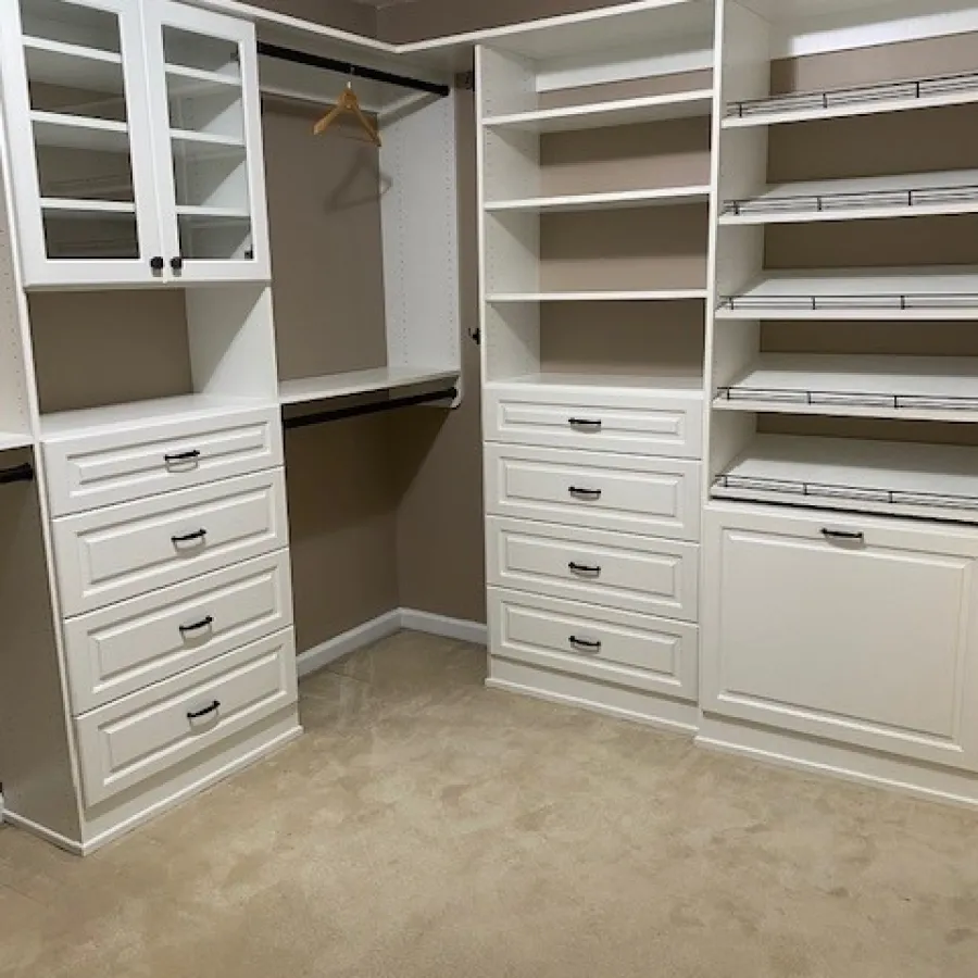 a white shelving unit