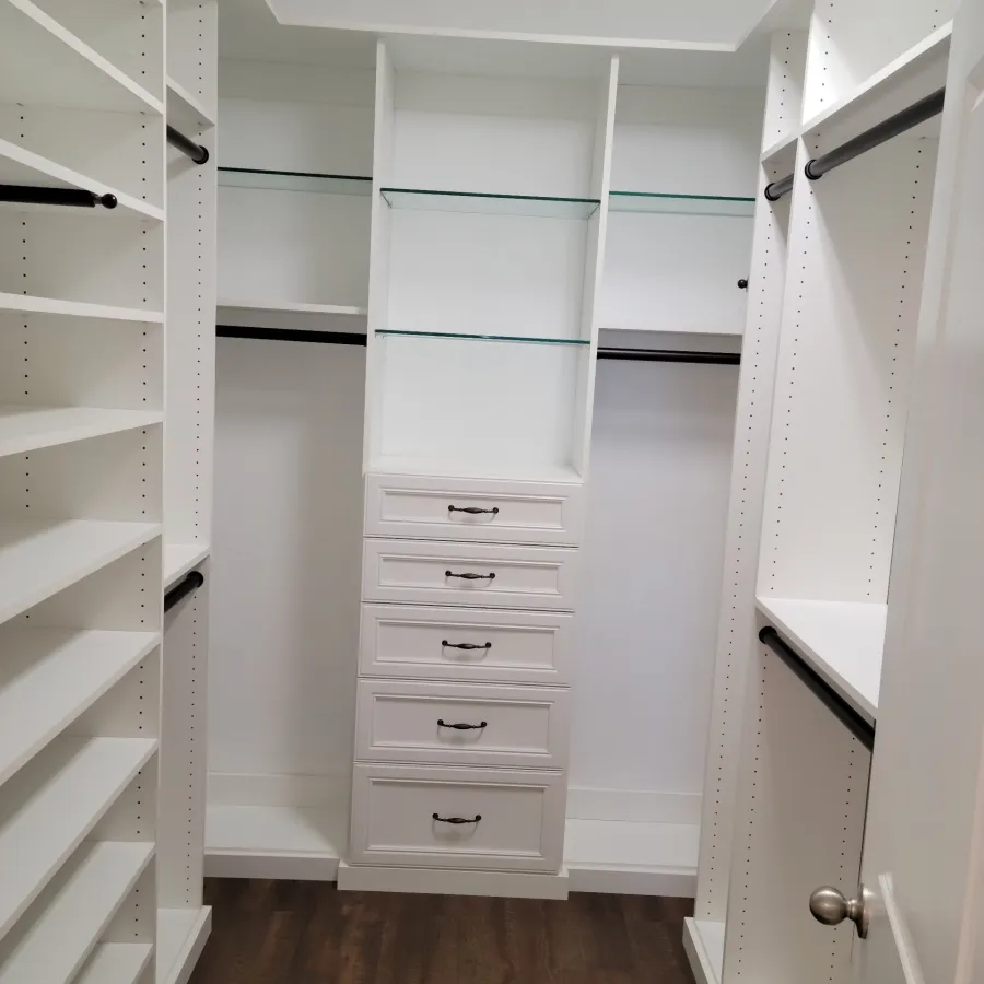 a white shelving unit