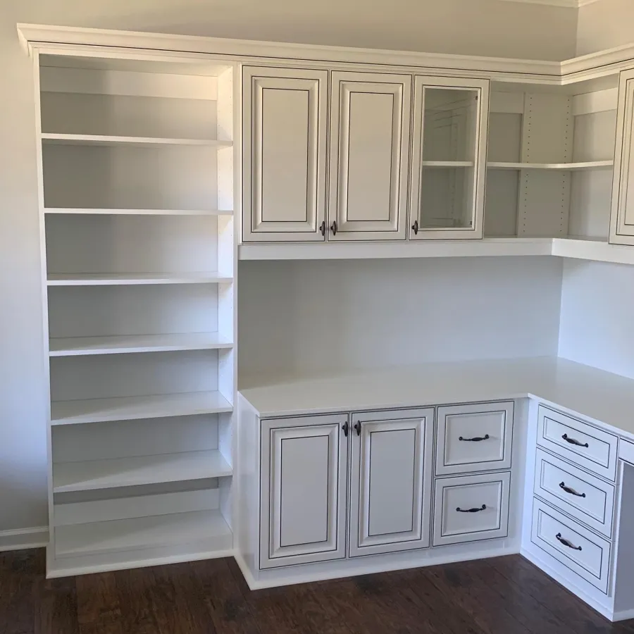 a white shelving unit