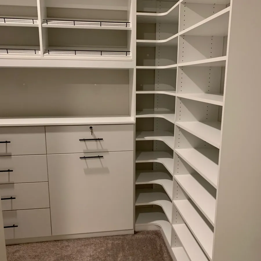 a white shelving unit