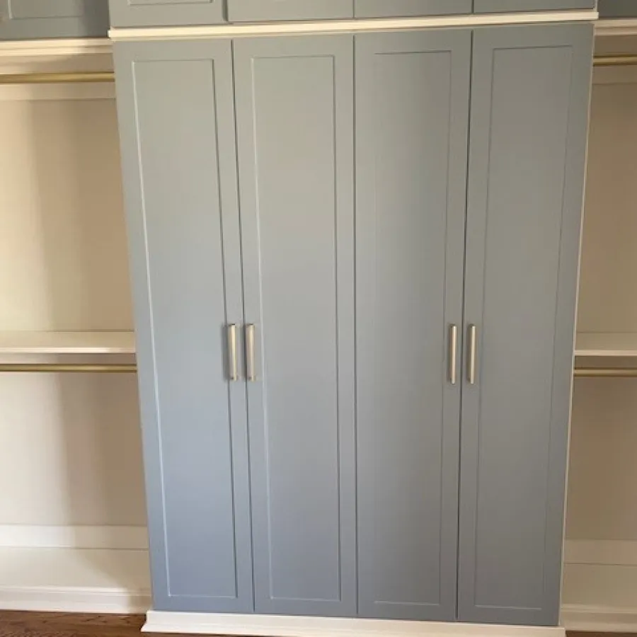 a white cabinet in a room