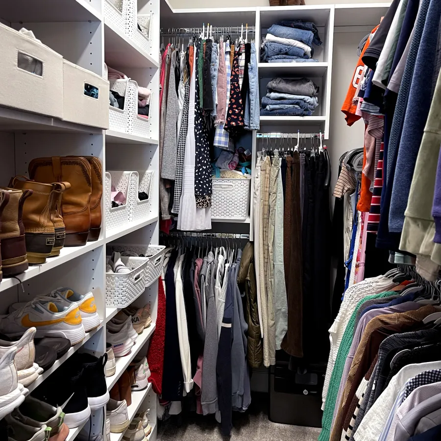 a closet full of clothes