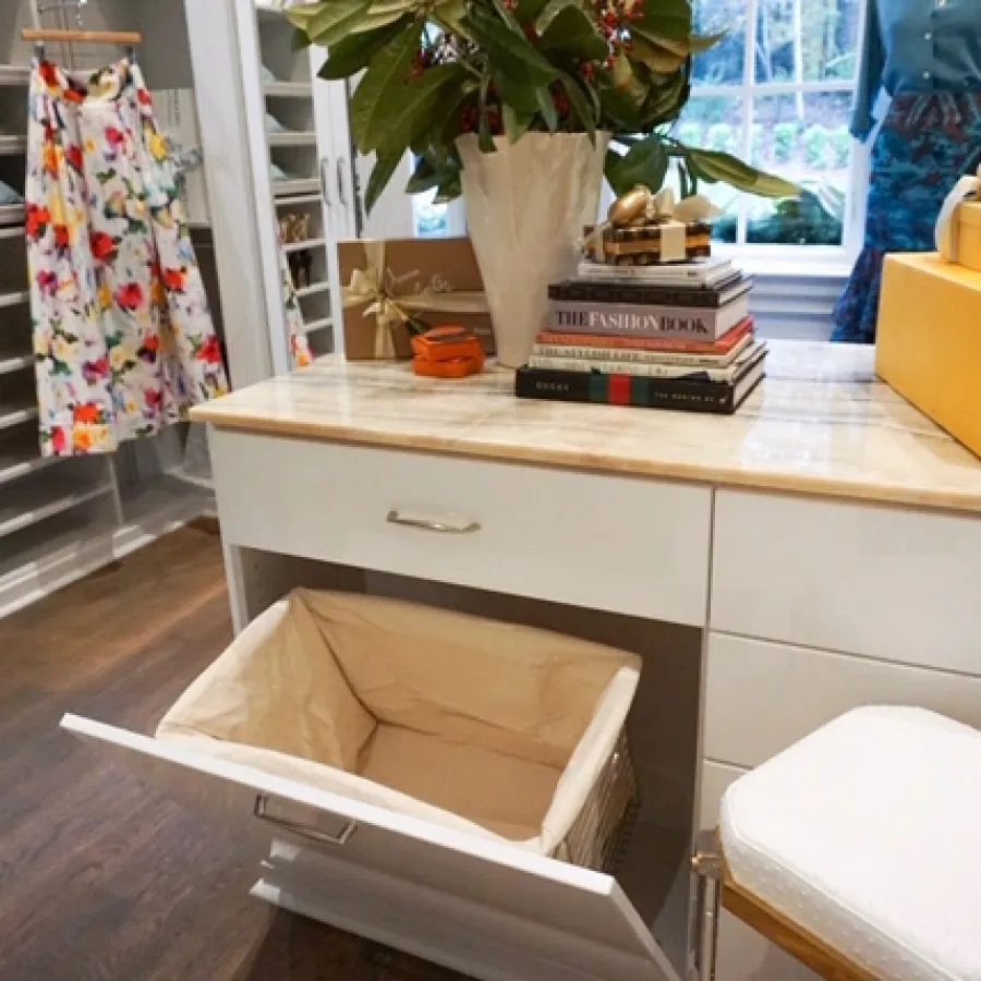 a kitchen counter with books on it