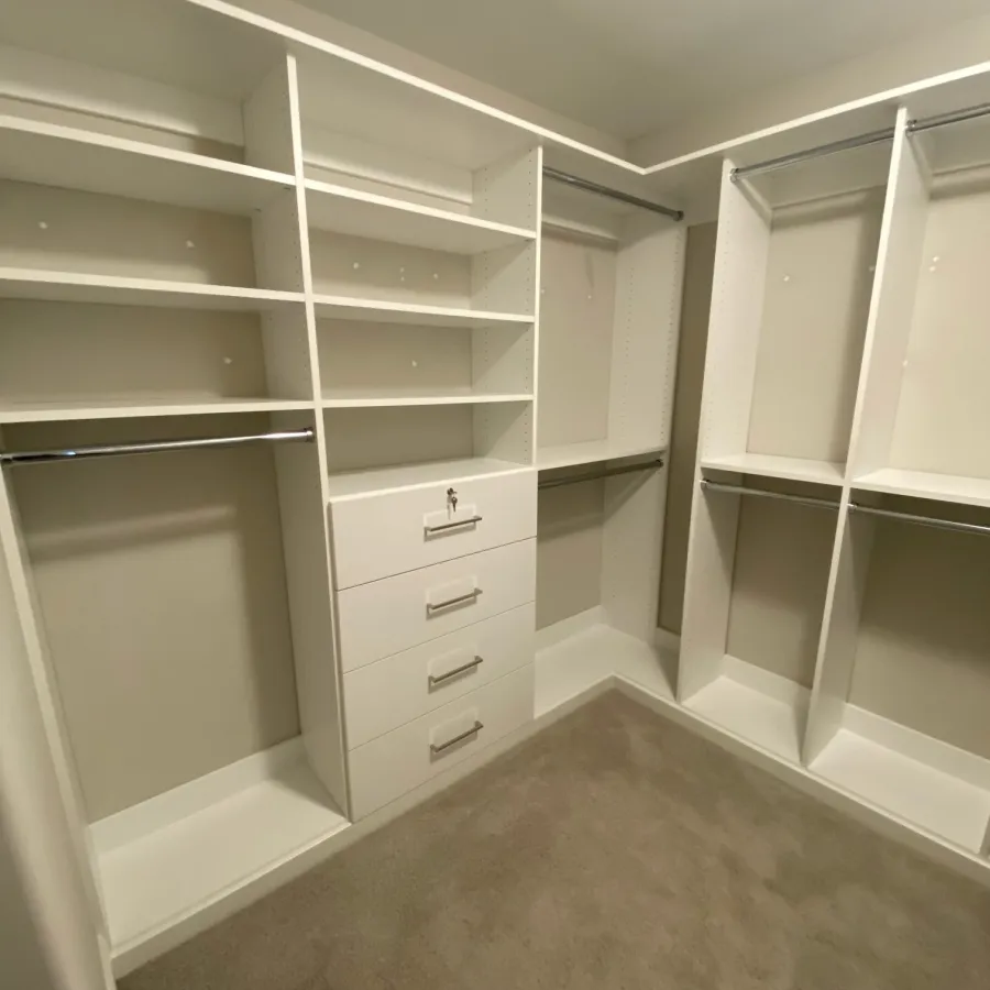 a white shelving unit