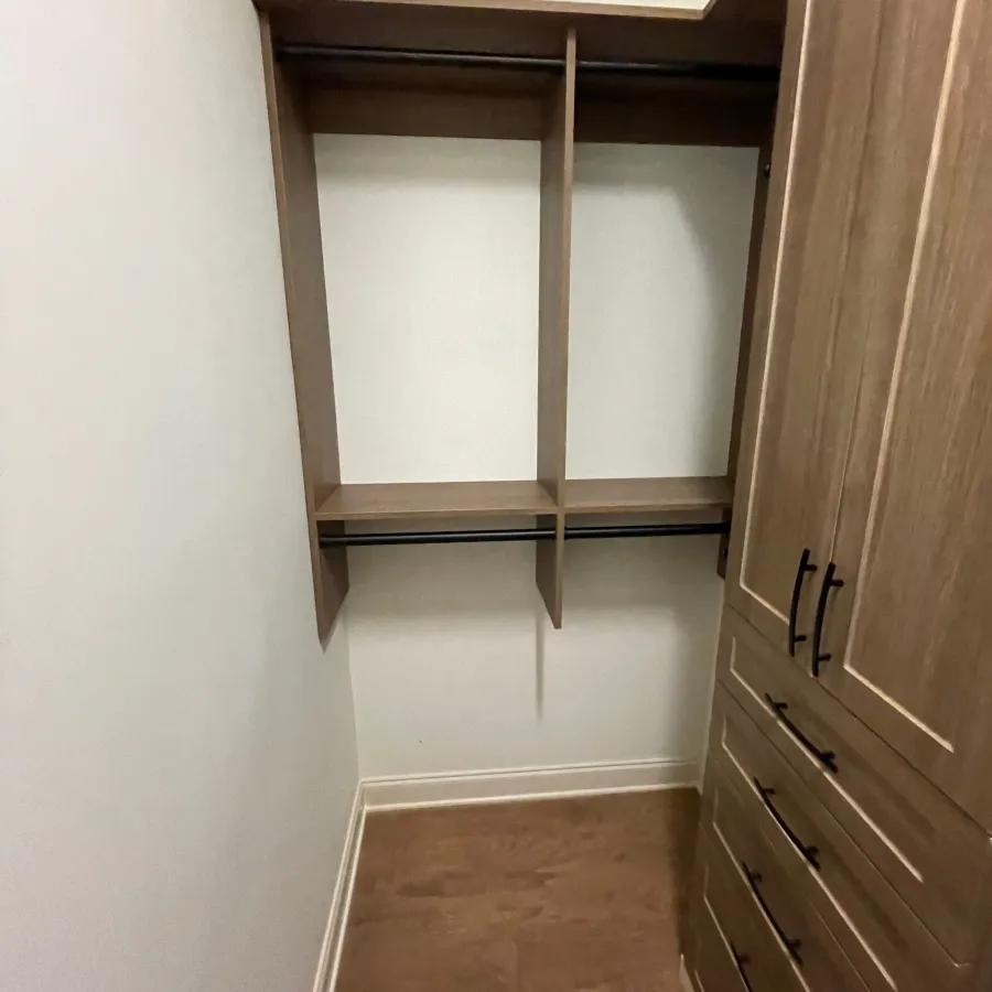 a white cabinet in a room