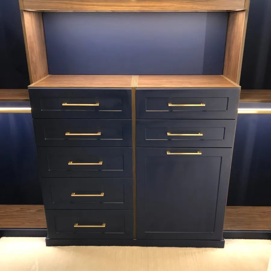 a black cabinet with a door