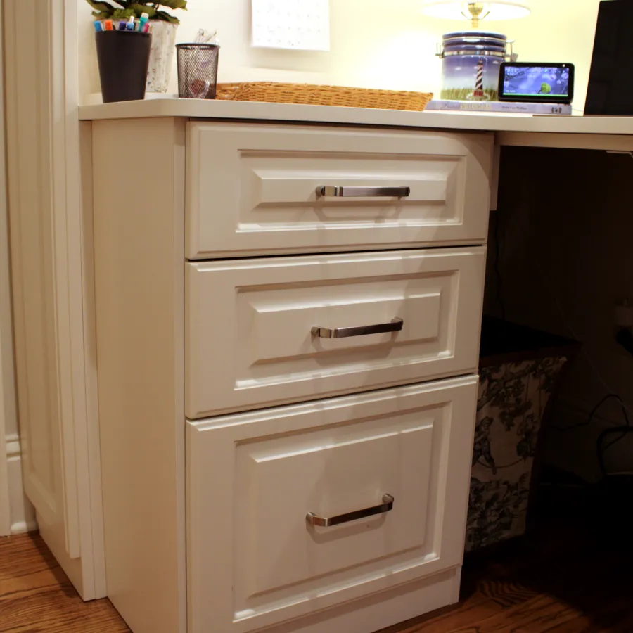 a white file cabinet