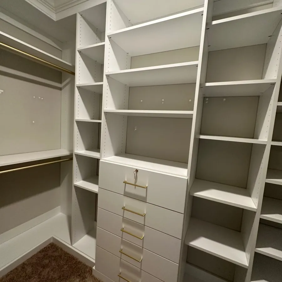 a white shelving unit