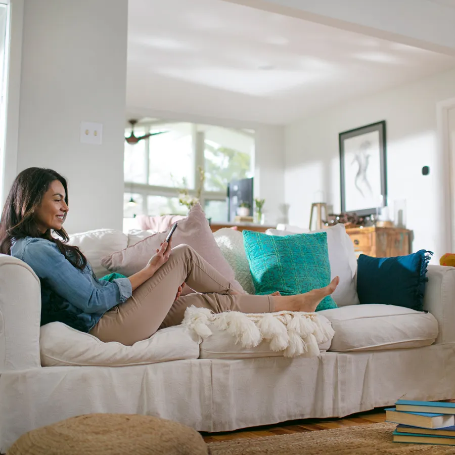 a person sitting on a couch