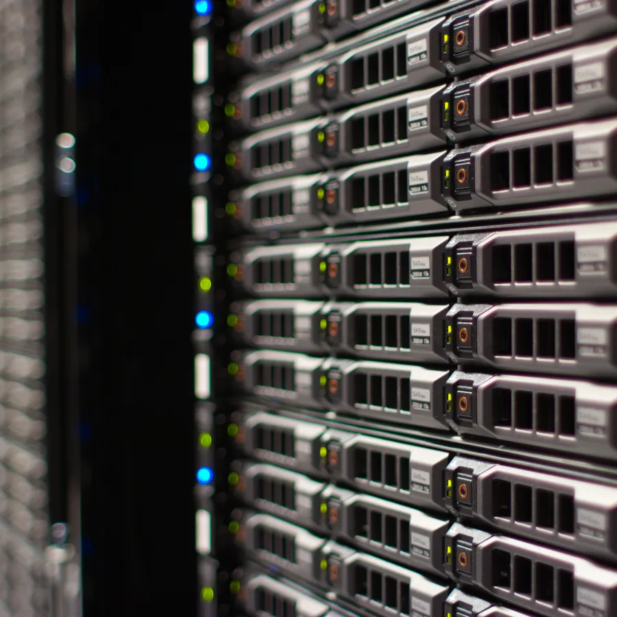 a close-up of a server room