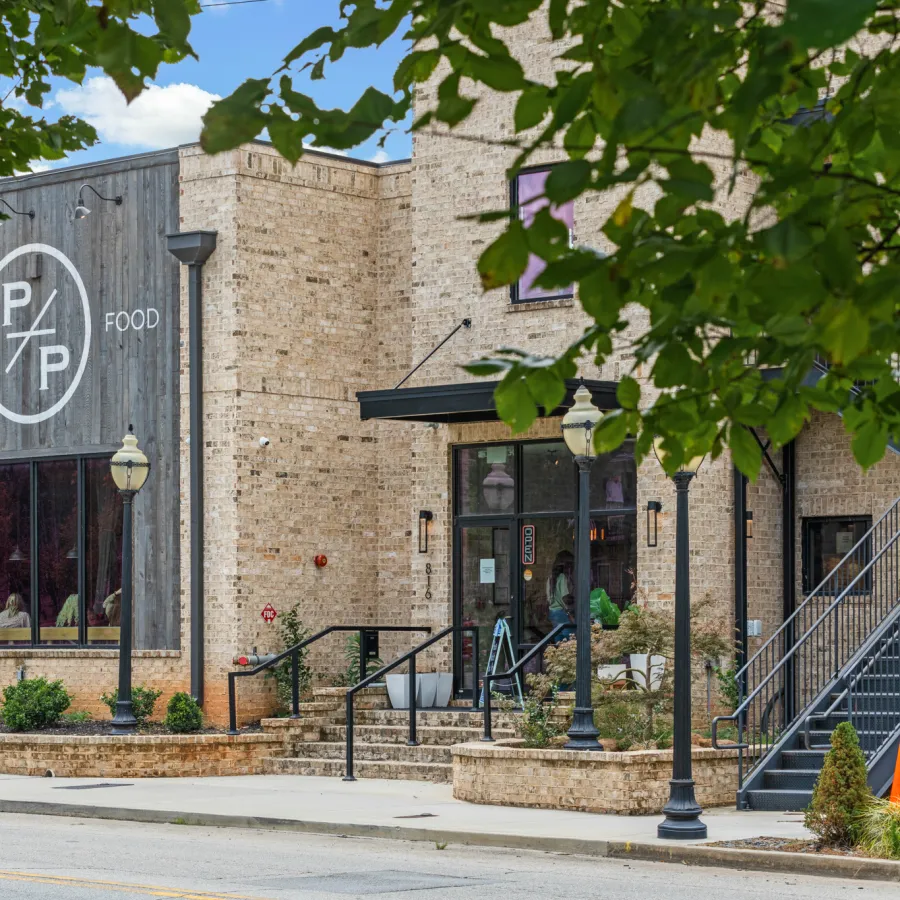 a building with a sign on the front