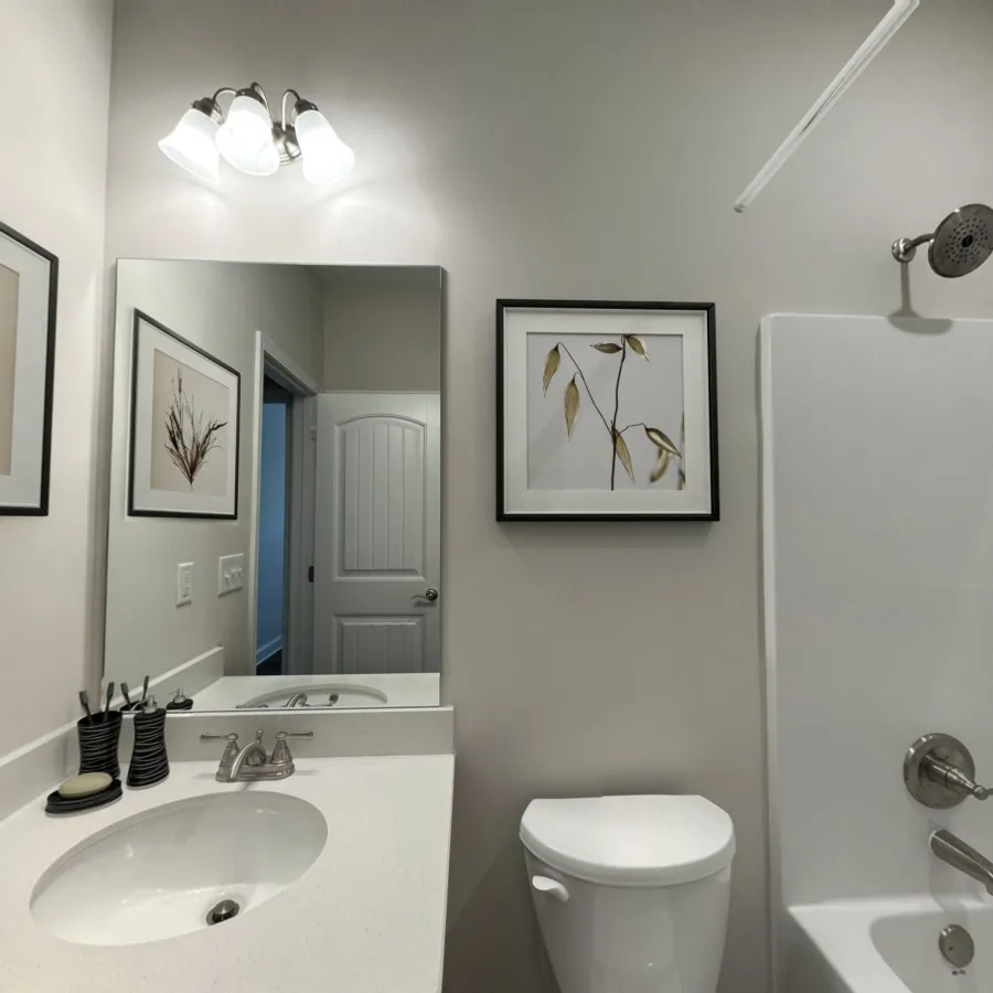 a bathroom with a sink toilet and a mirror