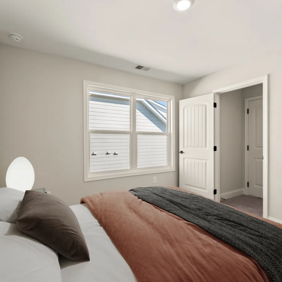 a bedroom with two beds