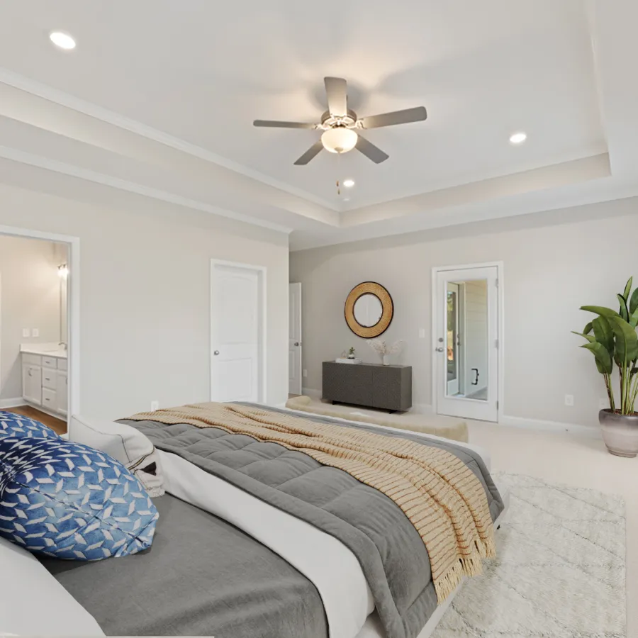 a bedroom with two beds