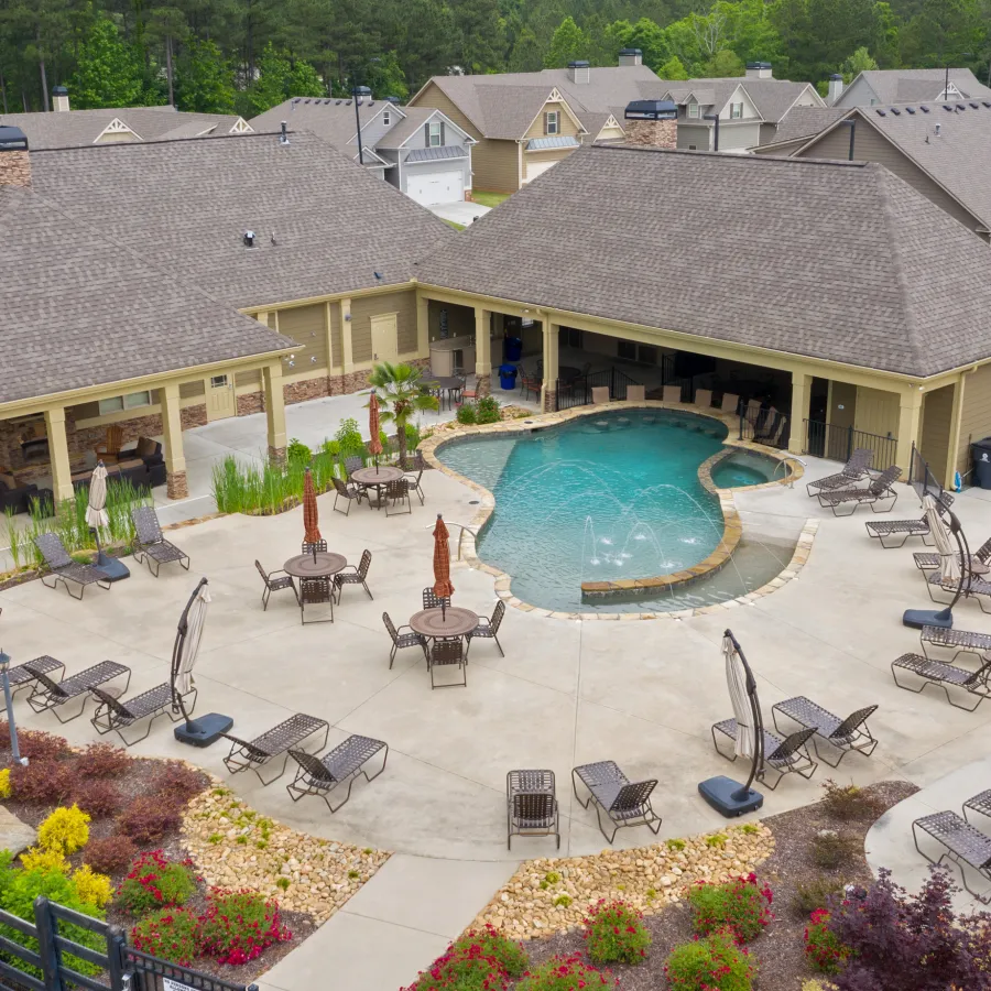 a large house with a pool