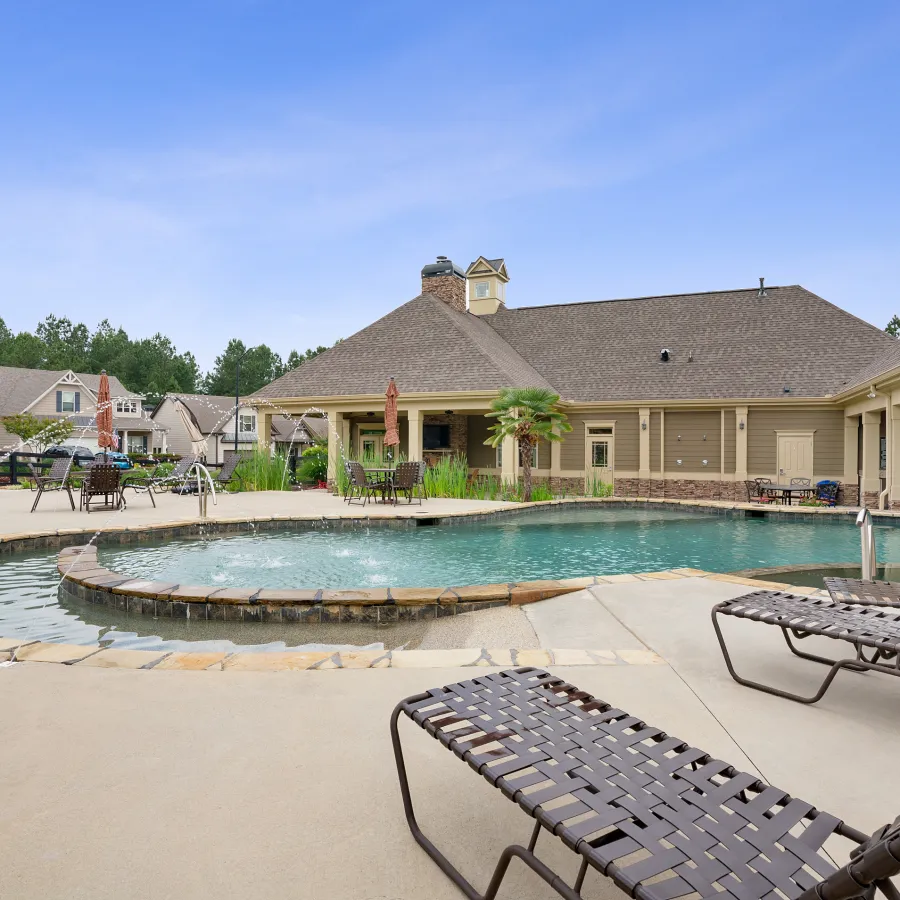 a pool in a backyard