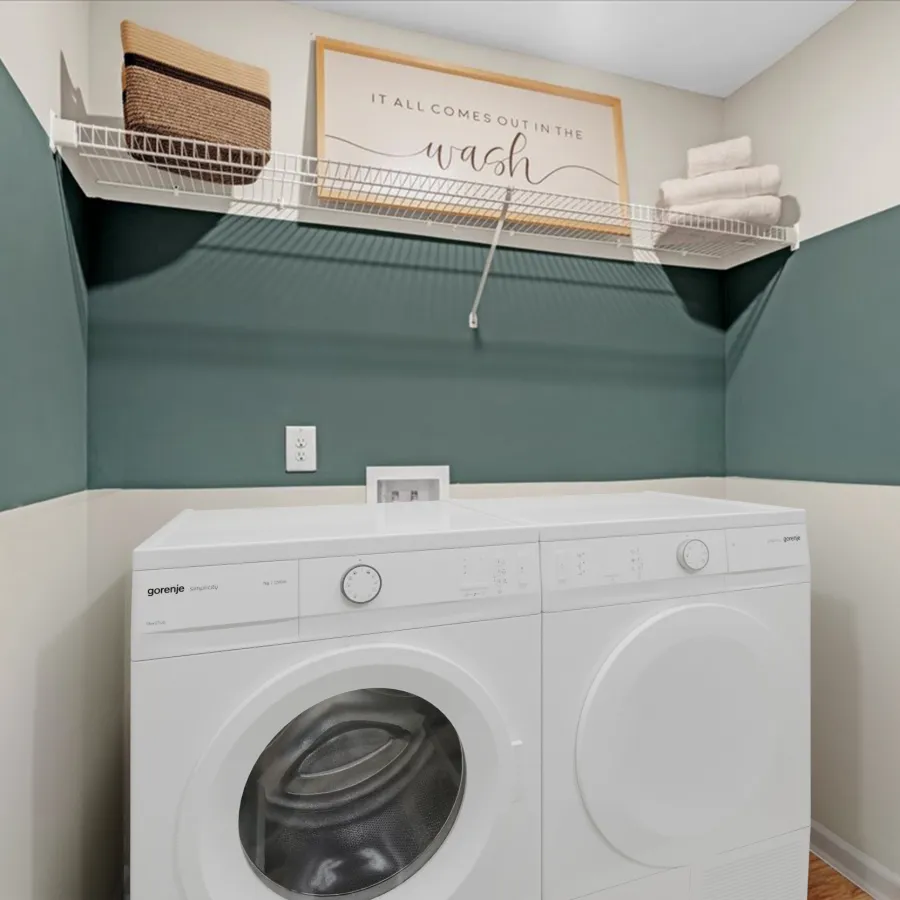 a washing machine in a room