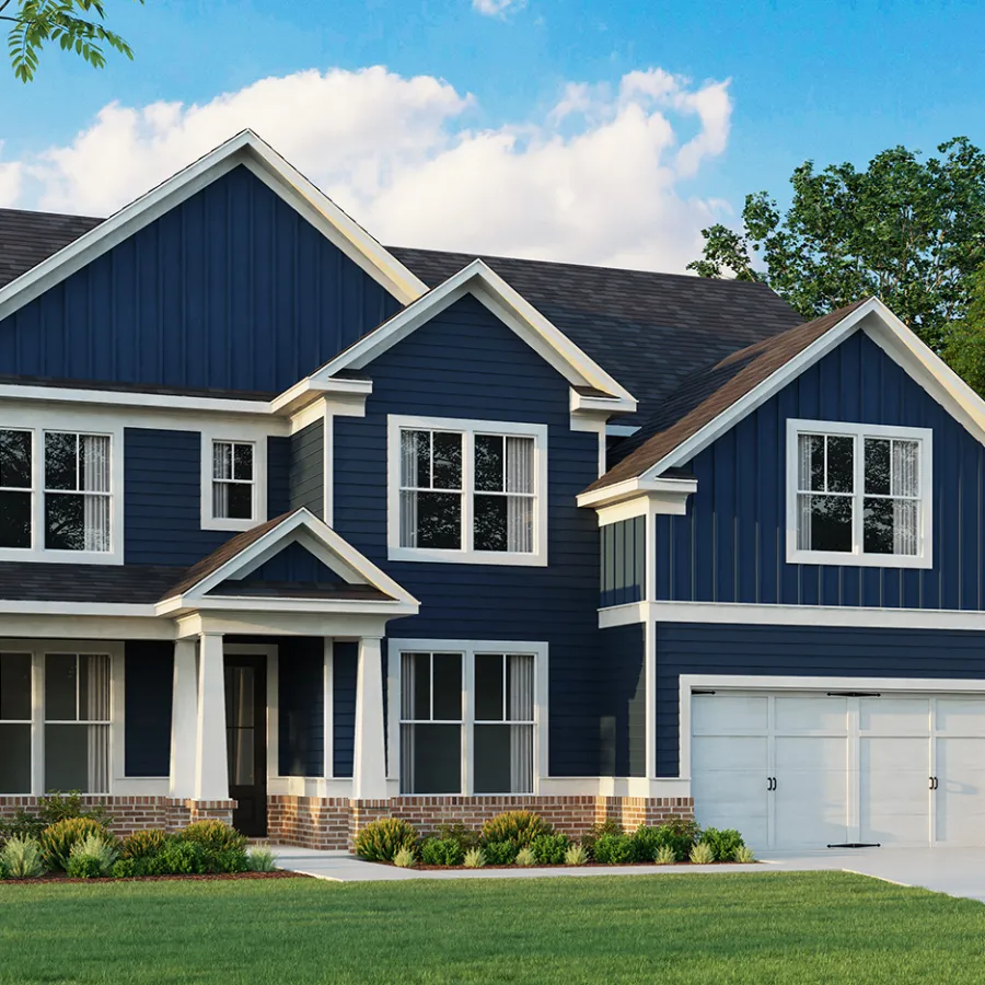 a blue and white house