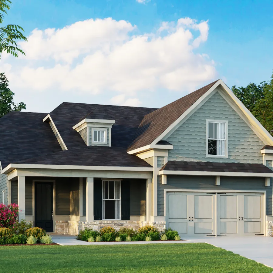 a house with trees and grass