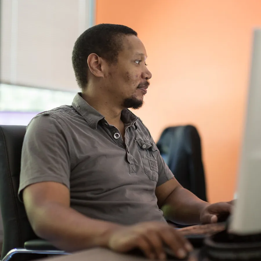 a man sitting at a desk