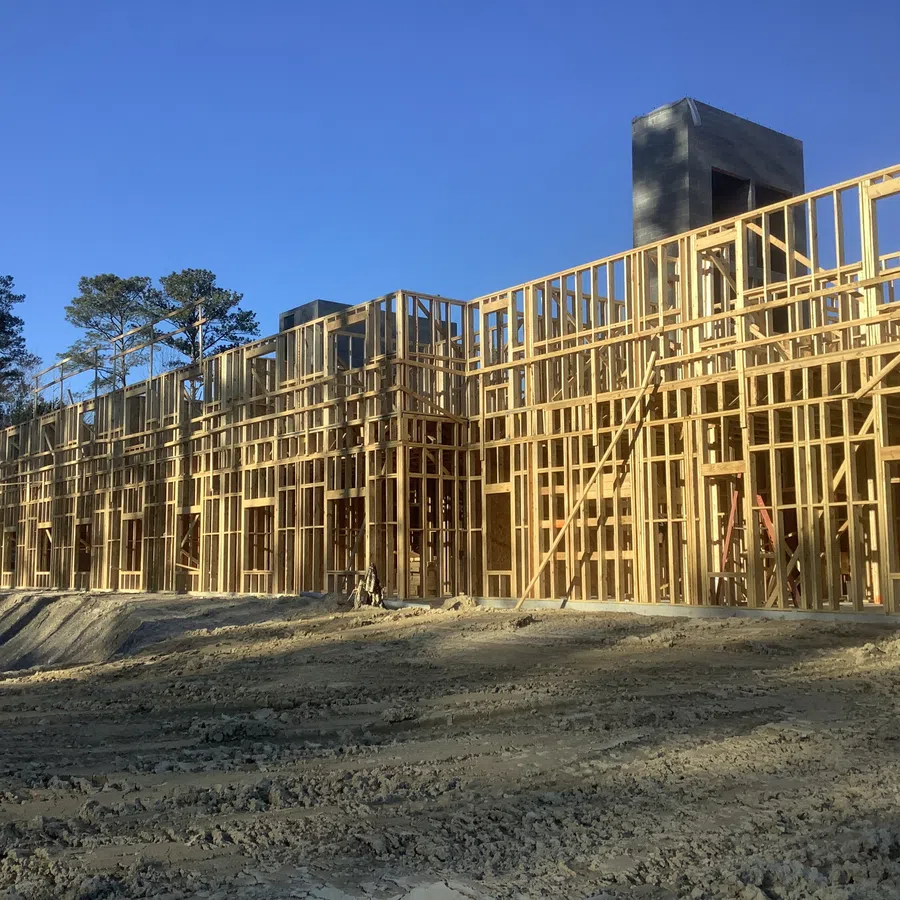 Essayon Construction Group wood framing Crossing Pointe at Christian City Union City GA