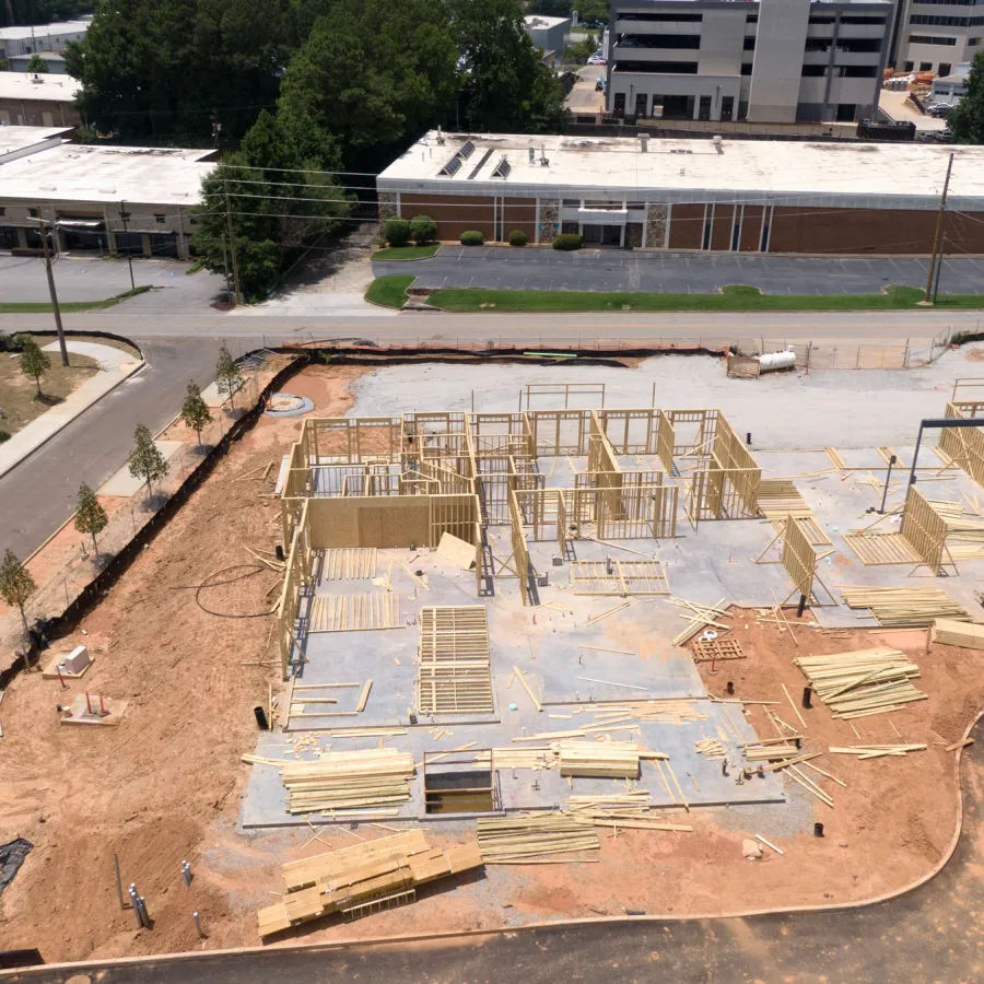 a high angle view of a building