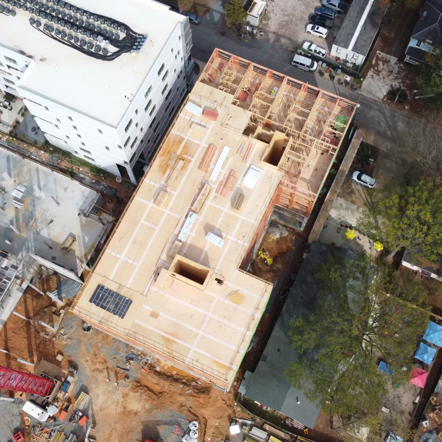 a high angle view of a building