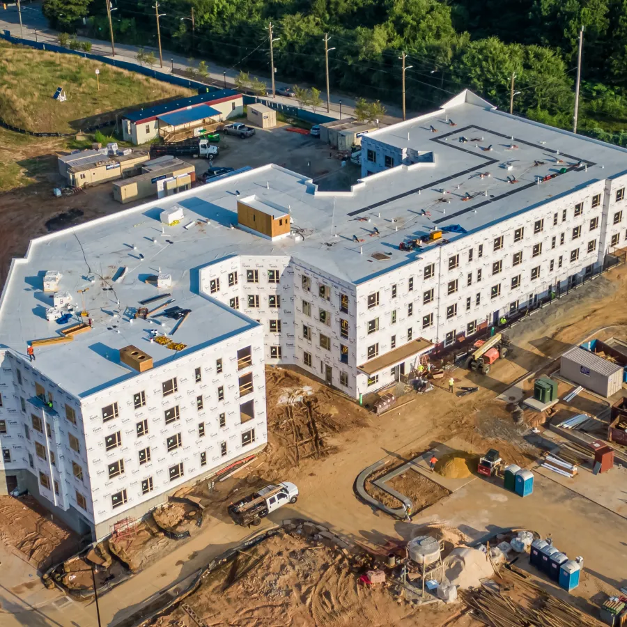 a high angle view of a building