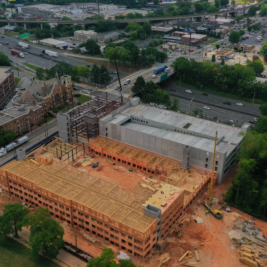 aerial view of a large building