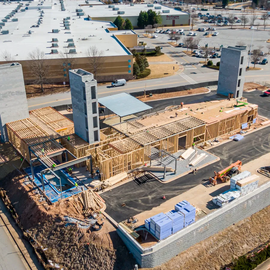 a high angle view of a building