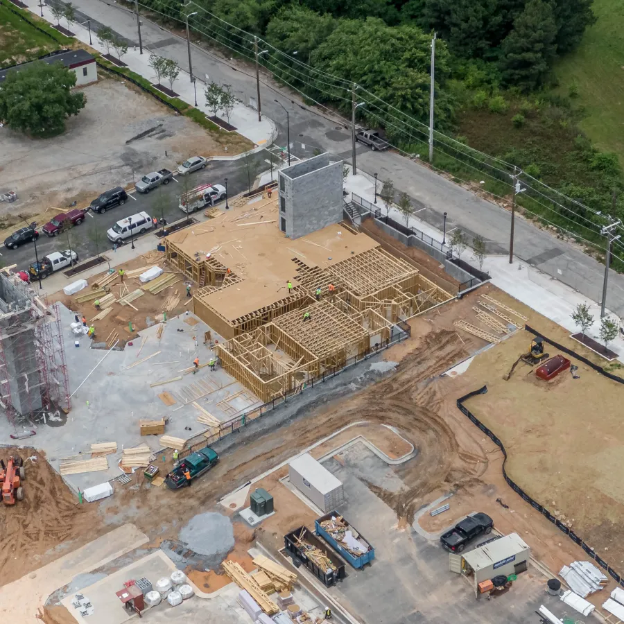 a high angle view of a construction site