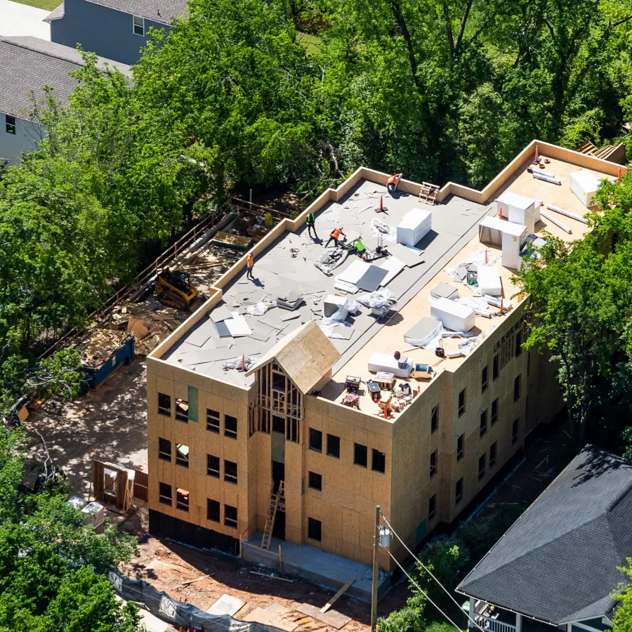 a building with a roof