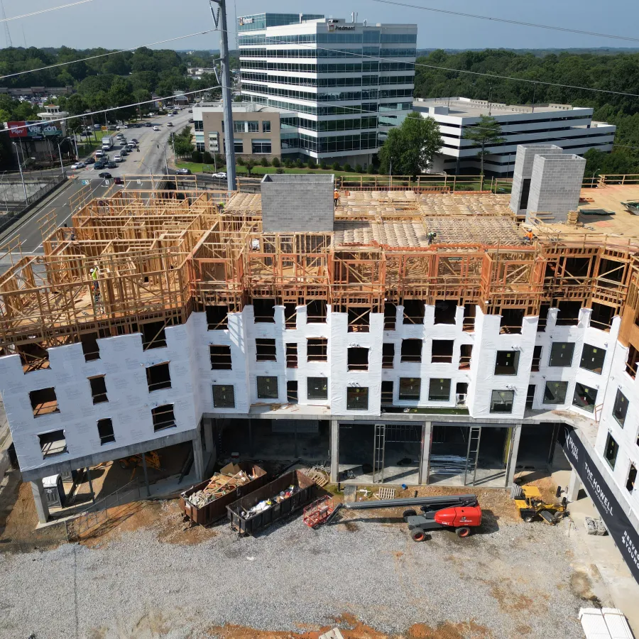 a high angle view of a building