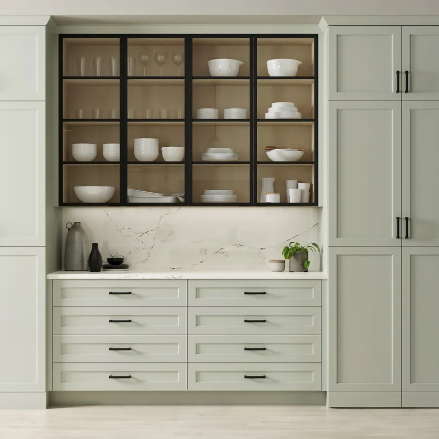 a white kitchen with white cabinets